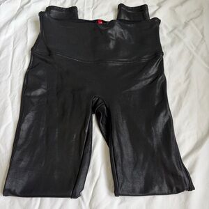 SPANX Faux Leather Leggings Black High Rise Slim Fit Moto Pants Size M